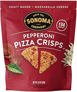 Pizza Crisps, Pepperoni, 9.5 Oz (1 Count) | Savory Snack Cracker | High Protein | Low Carb | Gluten Free | Wheat Free |Keto Friendly