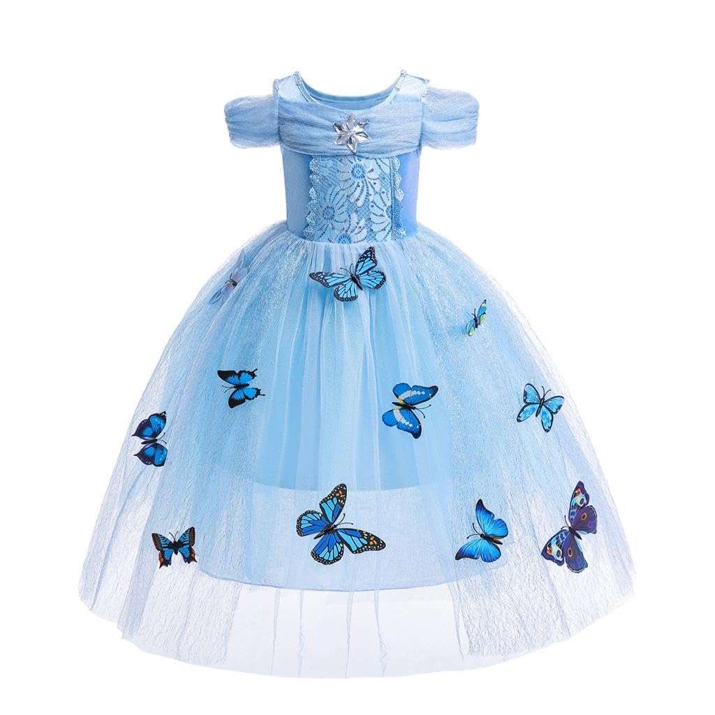 Lito Angels Disfraz de Princesa Cenicienta Bella Aurora con Mariposa para Niña, Vestido de Fiesta de Cumpleaños Halloween