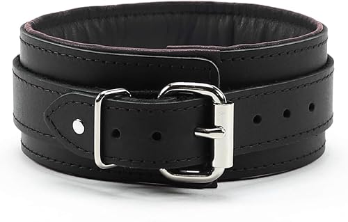 Miniatura 2 de Madison Collar Latigo de piel de cordero O-Ring hecho a mano Collar de cuero acolchado (pequeño, rojo)