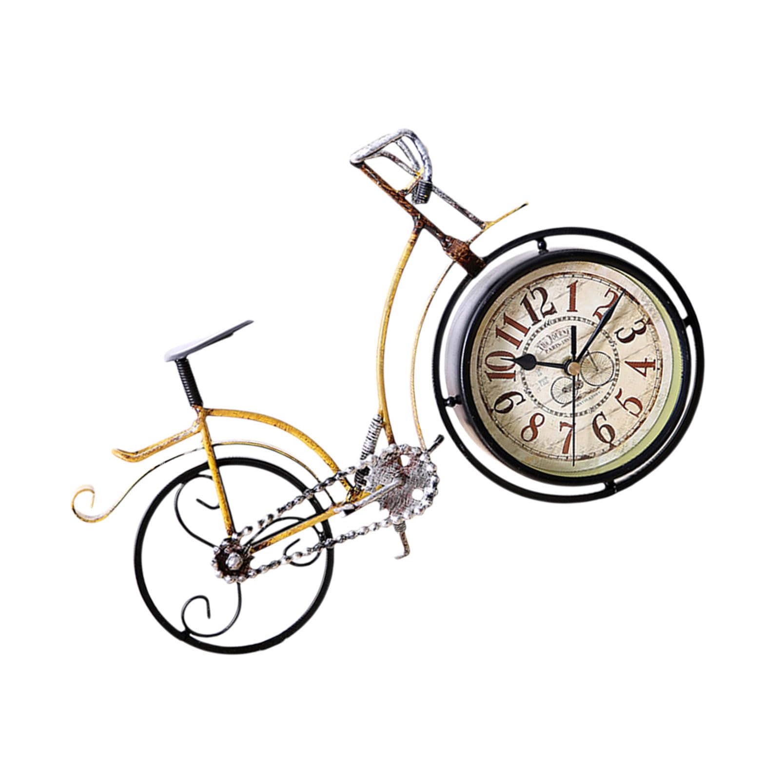Hredyqw Desk Clock Table Bike Clock Silents Metal Desktop Clocks for Offices Home Bedroom Decors Quartzs None Ticking
