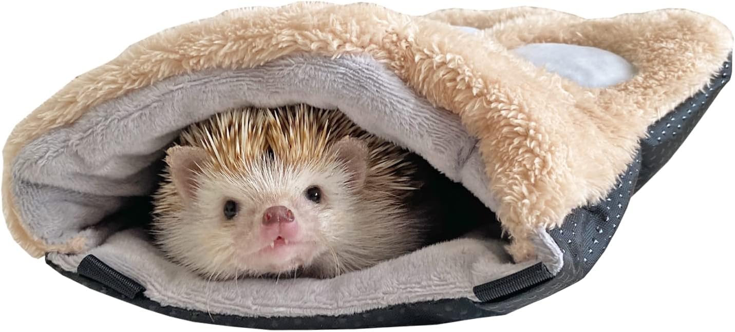 Hedgehog Sleeping Bag Pouch Hideout Cave Cuddle Sack for Hamster Rat Hamster Bed Small Animal Handling Glove Calming Glove Anti Bite Stab Proof Protection Supplies (Pink/Blue)