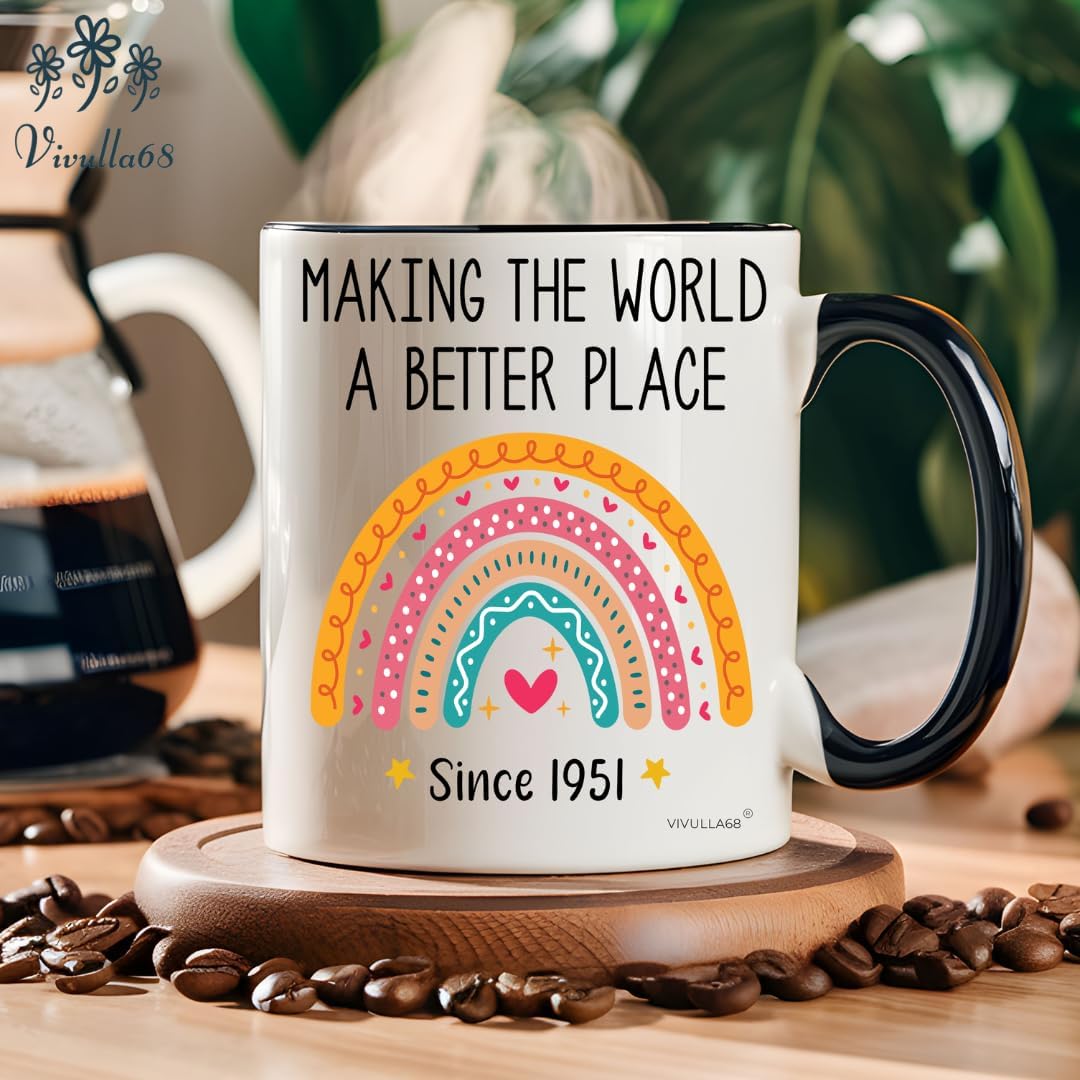 Vivulla68 75th Birthday Gifts For Women Men, Gift For 75 Year Old Woman, 1951 Birthday Gifts For Women, Birthday Gift For Woman Turning 75, 75th Birthday Coffee Mug, 1951 Bday Cup 11Oz - Image 4