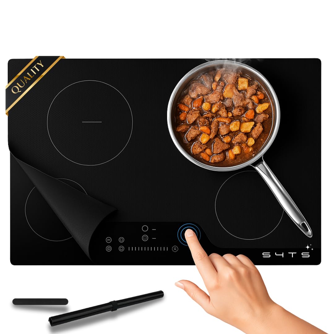 S4TS Touch Screen Induction Hob Protector 52 x 78 cm Anti-Scratch and Transparent Universal Magnetic and Non-Slip Induction Hob Cover