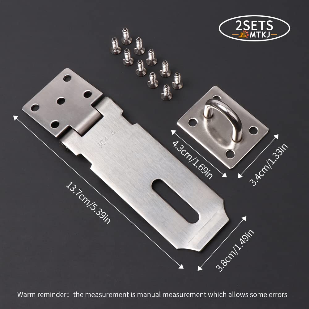 2Pcs Lucchetto Haspe in acciaio inox serratura serratura serratura di sicurezza dispositivo di blocco con viti per porta finestra armadio 4 pollici