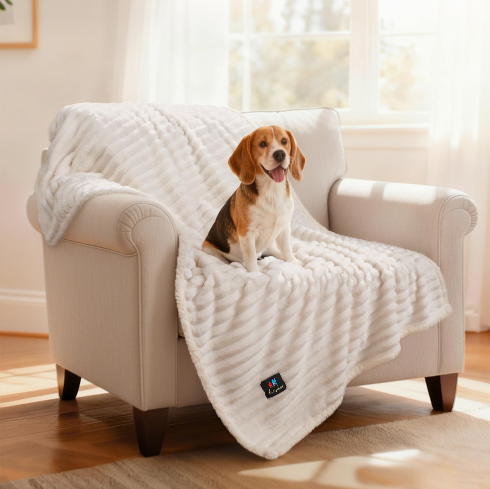 Luciphia Waterproof Dog Blanket, Washable Reversible Flannel Pet Throw