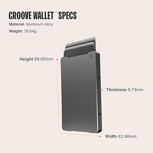 Miniatura 6 de Groove Life Groove Wallet - Cartera minimalista de aluminio para hombre de perfil bajo con deslizamiento magnético para el pulgar bloqueo RFID