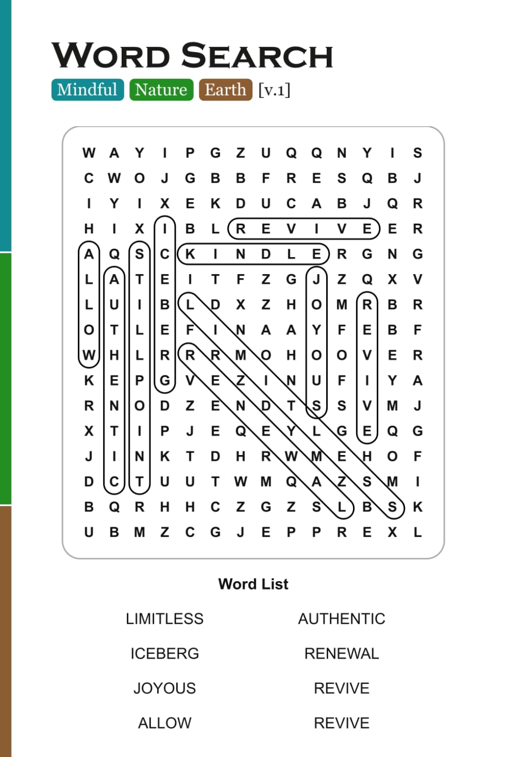 Word Search: Mindful, Nature, Earth [v.1]