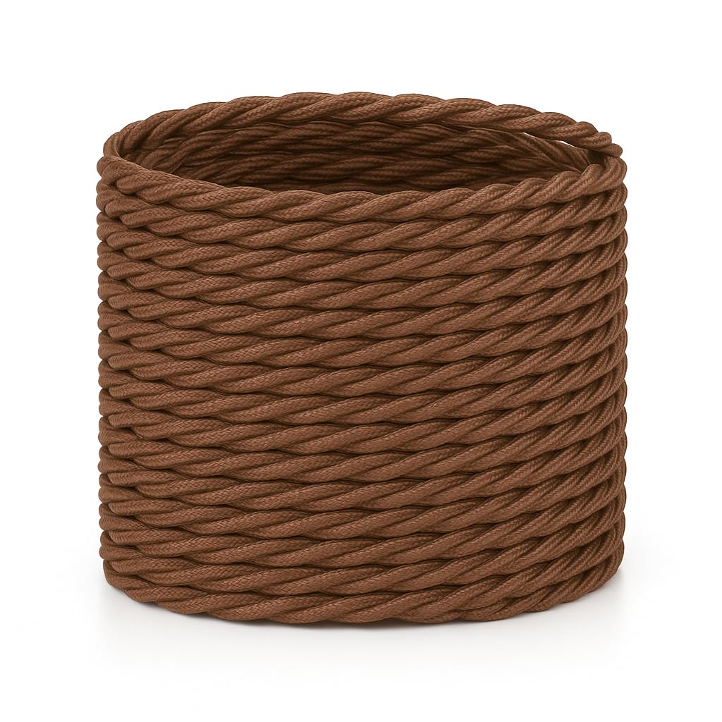 LEDSone 2 Core 10 Meters / 32.8FT Brown Braided Cable, 2 Core Fabric Cable, Vintage Flex Twisted Electrical Wire Antique Cord for DIY Lamps Industrial Pendant Lights Lighting Appliances - Brown
