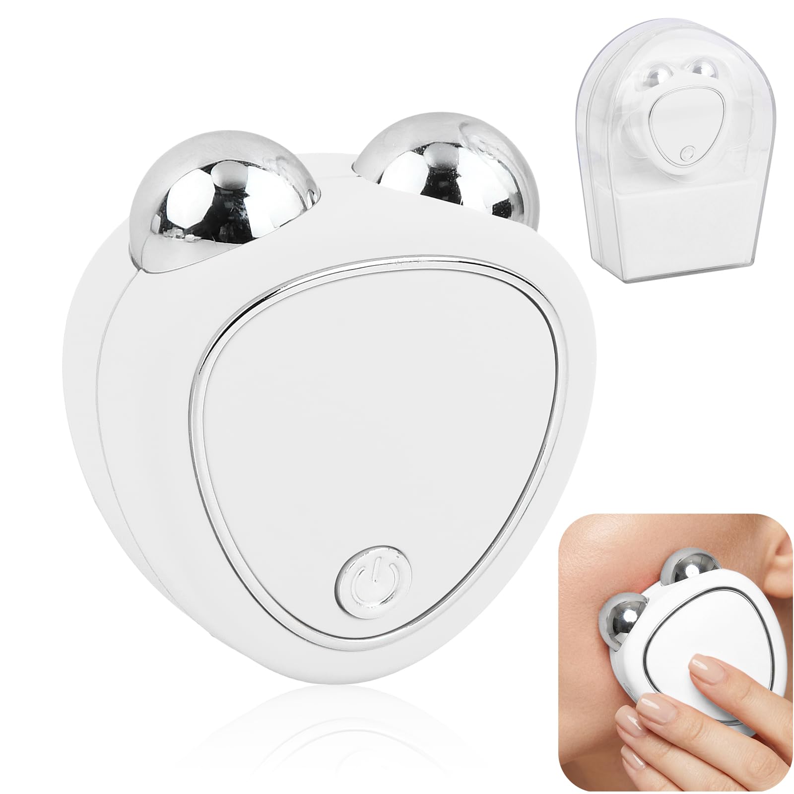 Focenat Masajeador Facial de Microcorriente, Dispositivo Facial Original de Cuidado de la Piel con Carga USB, Masajeador Facial de Microcorriente Lifting Piel (Blanco)