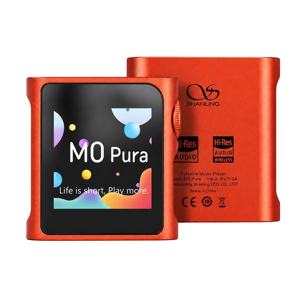 SHANLING M0 Pura HiFi Music Player Portable Hi-Res Lossless MP3 Music Player, Dual CS43131 DAC,Bluetooth 5.0,APP Control,LDAC/SBC/AAC,3.5mm/Type-C Jack, 250mW@32Ω, Supports up to 2TB SD Card, Orange