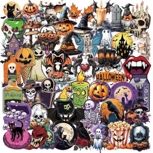 Tisaindor 50 Pcs Halloween Transparent Stickers for Adults(H01)