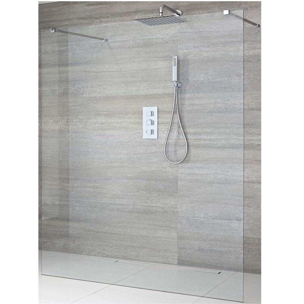 Milano Portland Chrome Floating Glass Shower Enclosure 1200mm Linear Drain - 700mm