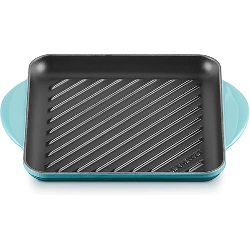 Le Creuset Enamaled Cast Iron Square Grill, 9.5", Caribbean