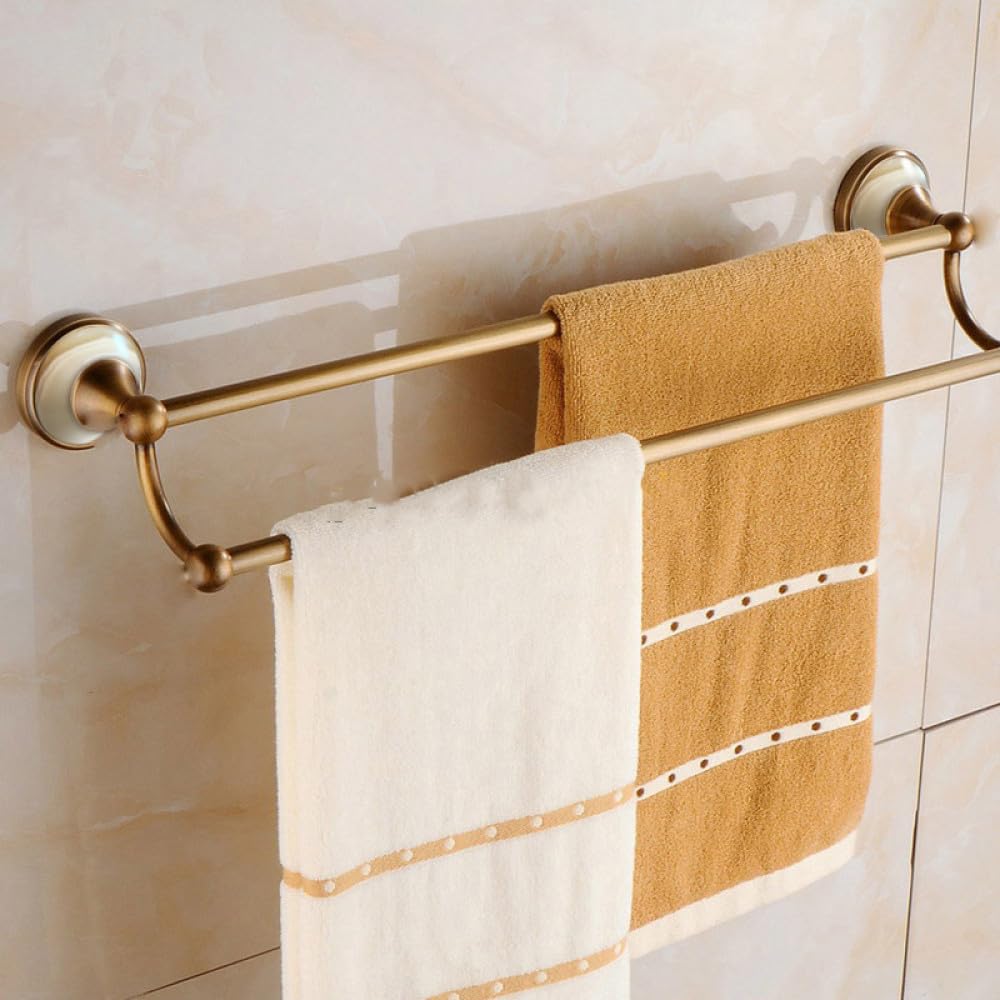 LYGXWJFC Toallero Conjuntos de Accesorios de baño de latón Macizo Cepillado Antiguo Conjuntos de Accesorios de baño a Base de Jade Europeo Productos de baño Retro Toallero