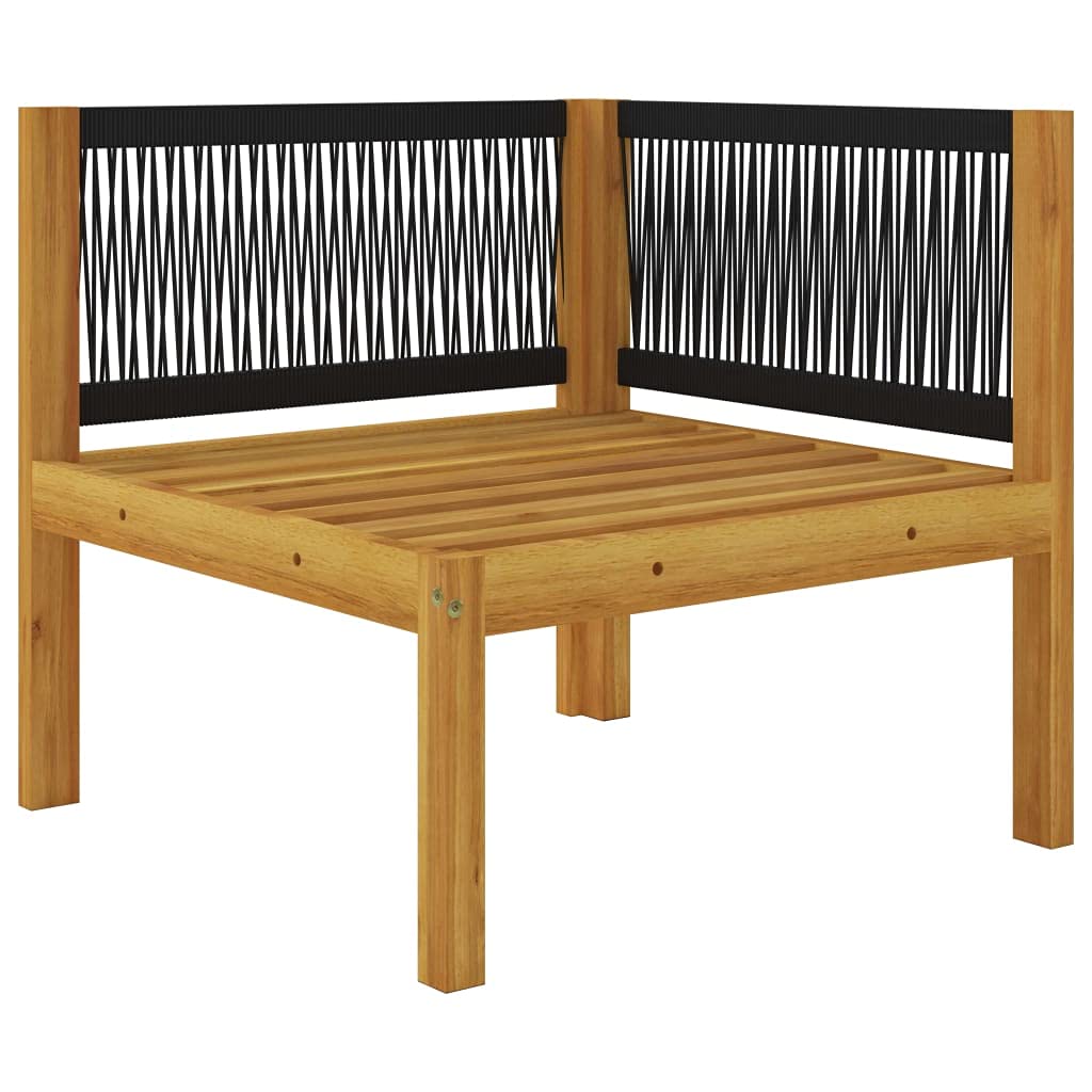 Banco de madera de acacia con cojín, banco de jardín de 2 plazas con respaldo trenzado, madera de acacia maciza engrasada, acolchado grueso, cojín extraíble para asiento y respaldo, diseño