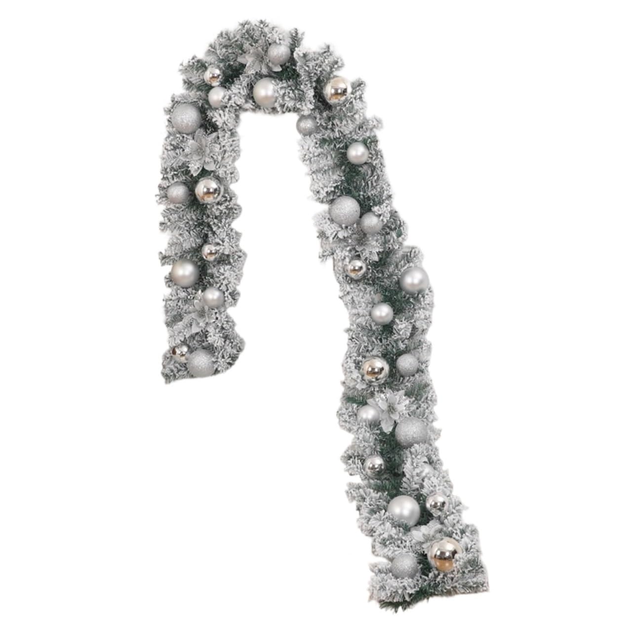 Weihnachts Lametta 8,85 Fuß Lange Weihnachtsgirlande Mit Ornamenten for Das Treppengeländer Im Eingangsbereich Girlande(Silver)