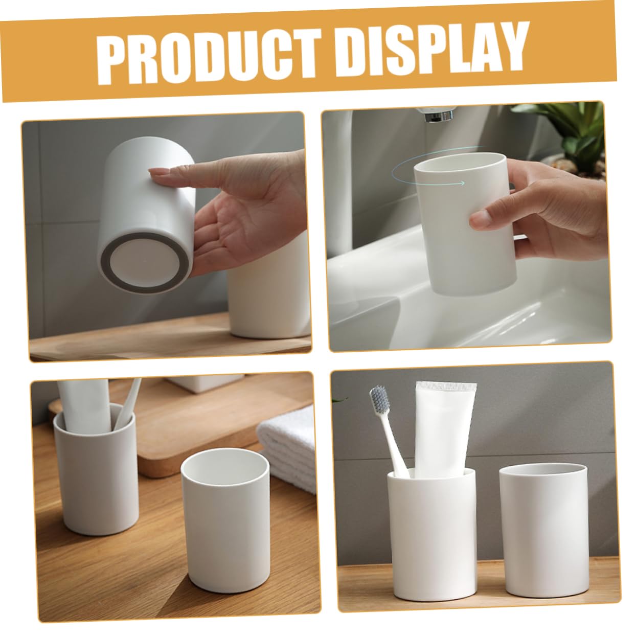 BRIGHTFUFU 2pcs Brushing Cup Set Reusable Bathroom Unbreakable Toothbrush Cups for Camping Travel