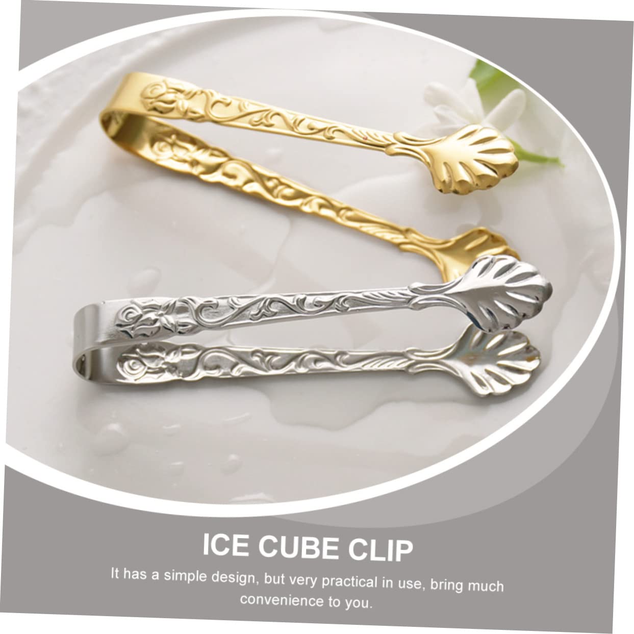 MAGICLULU Pinzas para Cubitos de Hielo de Acero Inoxidable Diseño de Relieve Rosa