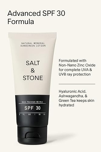 Miniatura 3 de SALT & STONE Loción de protección solar mineral natural SPF 30 con óxido de zinc. Protección solar de amplio espectro que se hunde sin esfuerzo y es