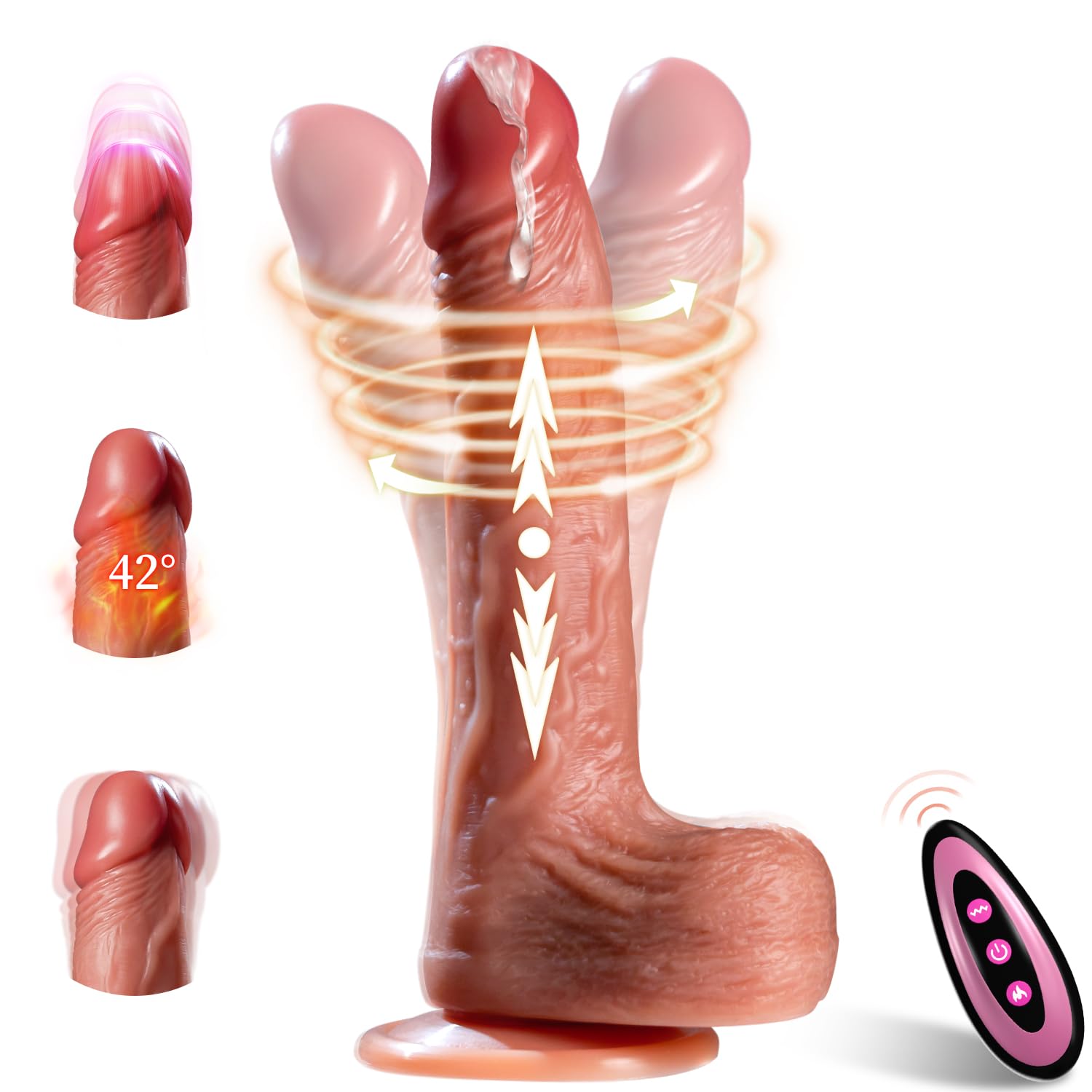 Consolador vibrador de empuje, juguetes sexuales para mujeres, consoladores realistas 6 en 1, pene con ventosa, 9 vibraciones, 3 modos de calentamiento, consolador anal con control remoto, juguetes sexuales para parejas y adultos.