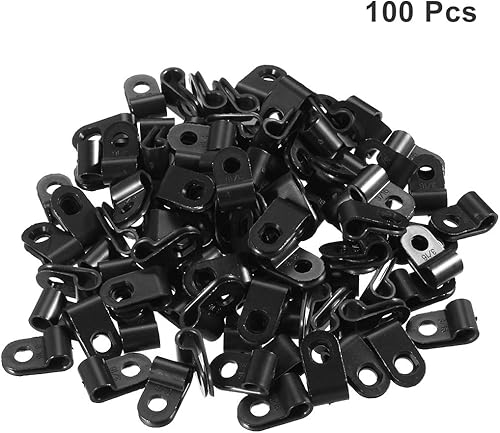 Miniatura 2 de uxcell 100 Uds Nylon R-Type Cable Clamp Organizador Cable Clips para Gestión de Cables 0.197 in Negro CC-0.5
