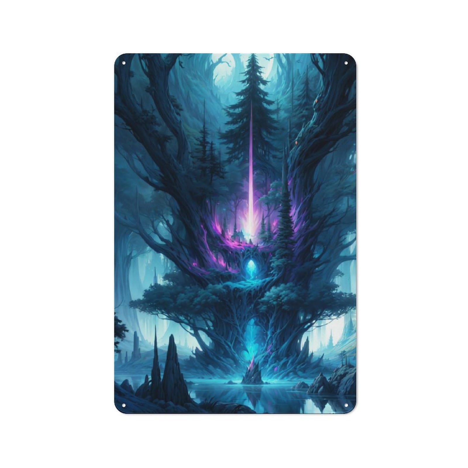 Nostalgic Fantasy Forest Tree Decorative Tin Sign 30x20cm, Vintage Wall Decor for Lounge, Study, Pub Or Wall Gallery