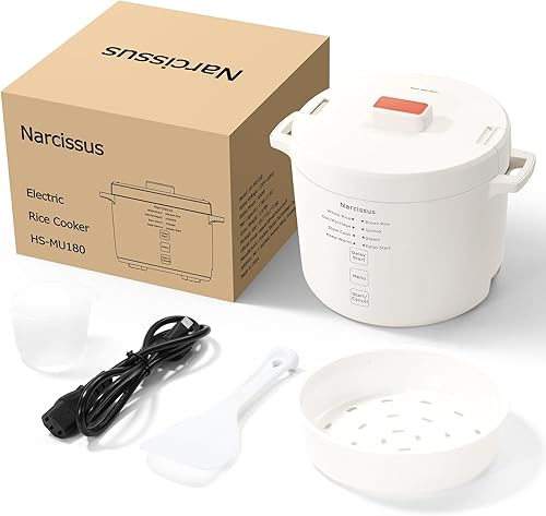 Miniatura 7 de Narcissus Arrocera de 3.5 tazas para 1-3 personas, multifuncional para arroz, avena, quinoa, cocción lenta, vapor, cocina arroz y plato de vapor