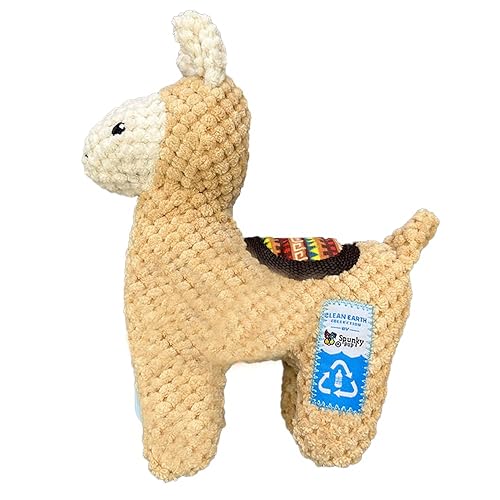 Spunky pup Clean Earth Plush Dog Toy with Squeaker - Recycled, Eco-Friendly, Floats for Beach, Lake, Pool - Llama - Llama - One Size