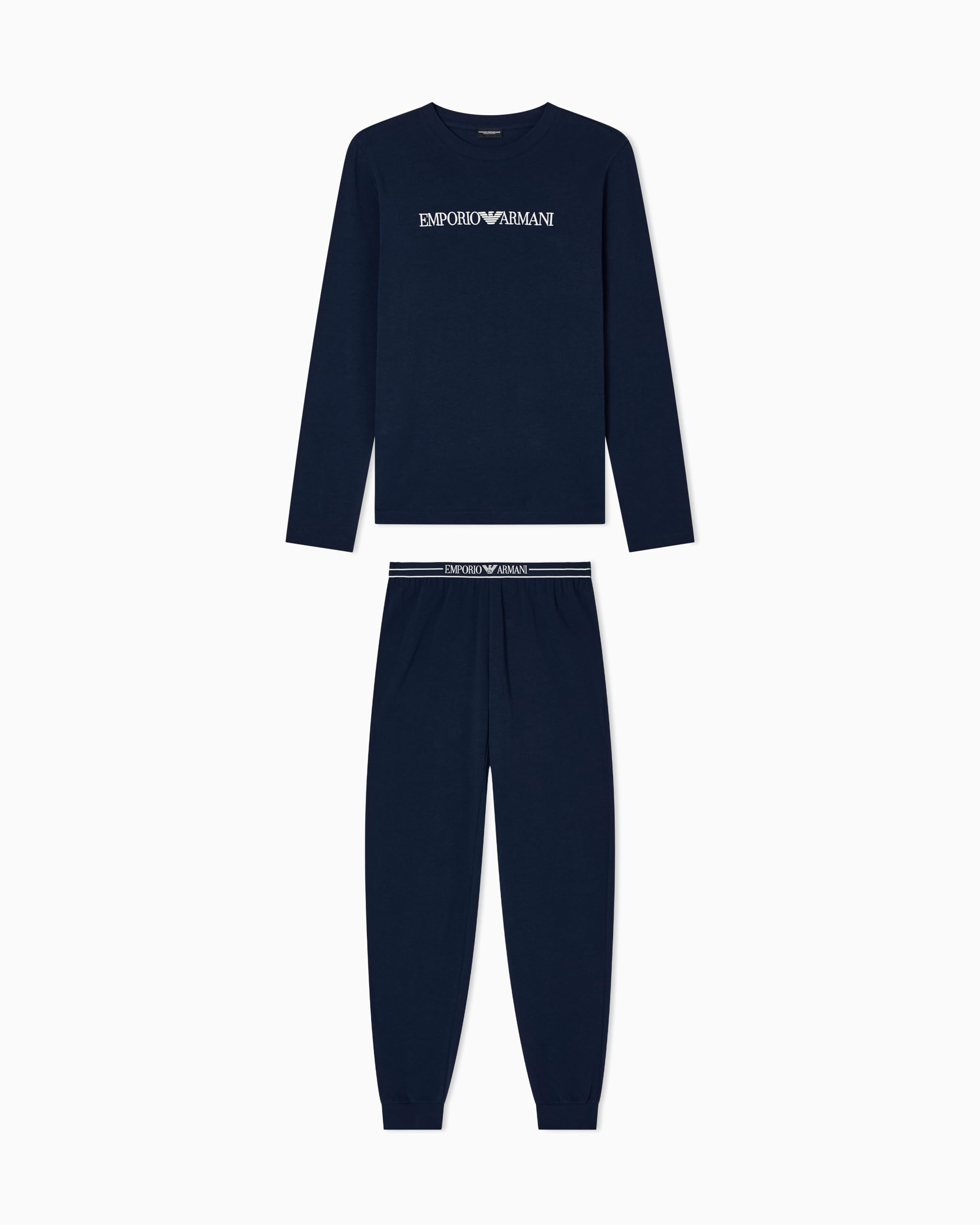 Emporio Armani WOMAN'S EVERYDAY COTTON LONG PAJAMAS BLUE XS