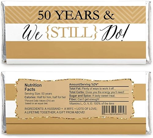 Miniatura 2 de We Still Do - Fiesta de aniversario de boda número 50 - Envolturas de barra de caramelo para fiestas - Juego de 24