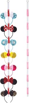 Nuolich 2Pcs Mouse Ears Headband Holder Polka Dot Hanging Wall Display Decor Vertical Headpiece Organizer Hair Bow Accessories Hanger Holder White