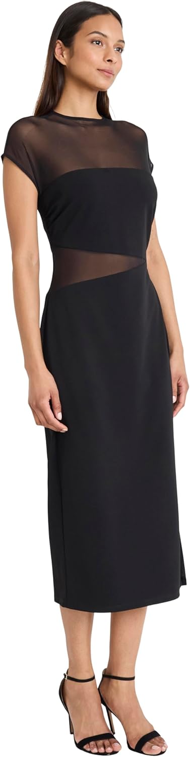 Donna Morgan Womens Women's Illusion Mesh Short Sleeve Sheath Dress - Elegant Cocktail Party Dresses - Image 2