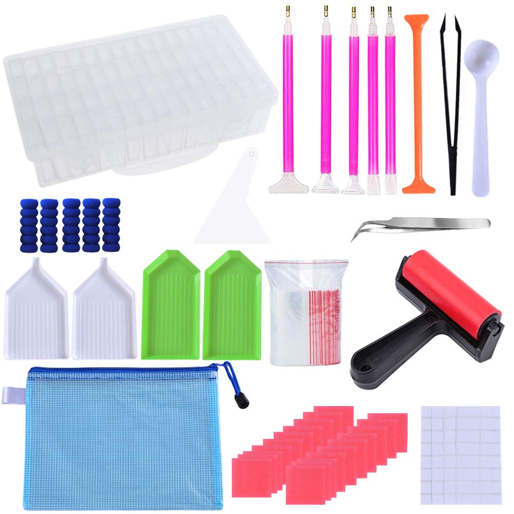 Set di Strumenti per Pittura a Diamante da 124 Pezzi Kit Punto Croce Accessori da Ricamo per Ricamo con scatole portaoggetti per organizzatore