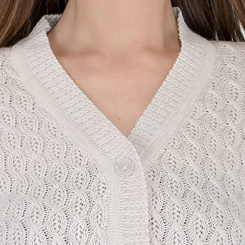 Image of Lady Willington Women Woolen V-Neck Self Design Cardigan Heavy Daffodil Fabric Cardigan Winter Wear Pure Wool Cardigans for Women Sweaters Long Cotty Fully Warm Cardigan Free Sizes