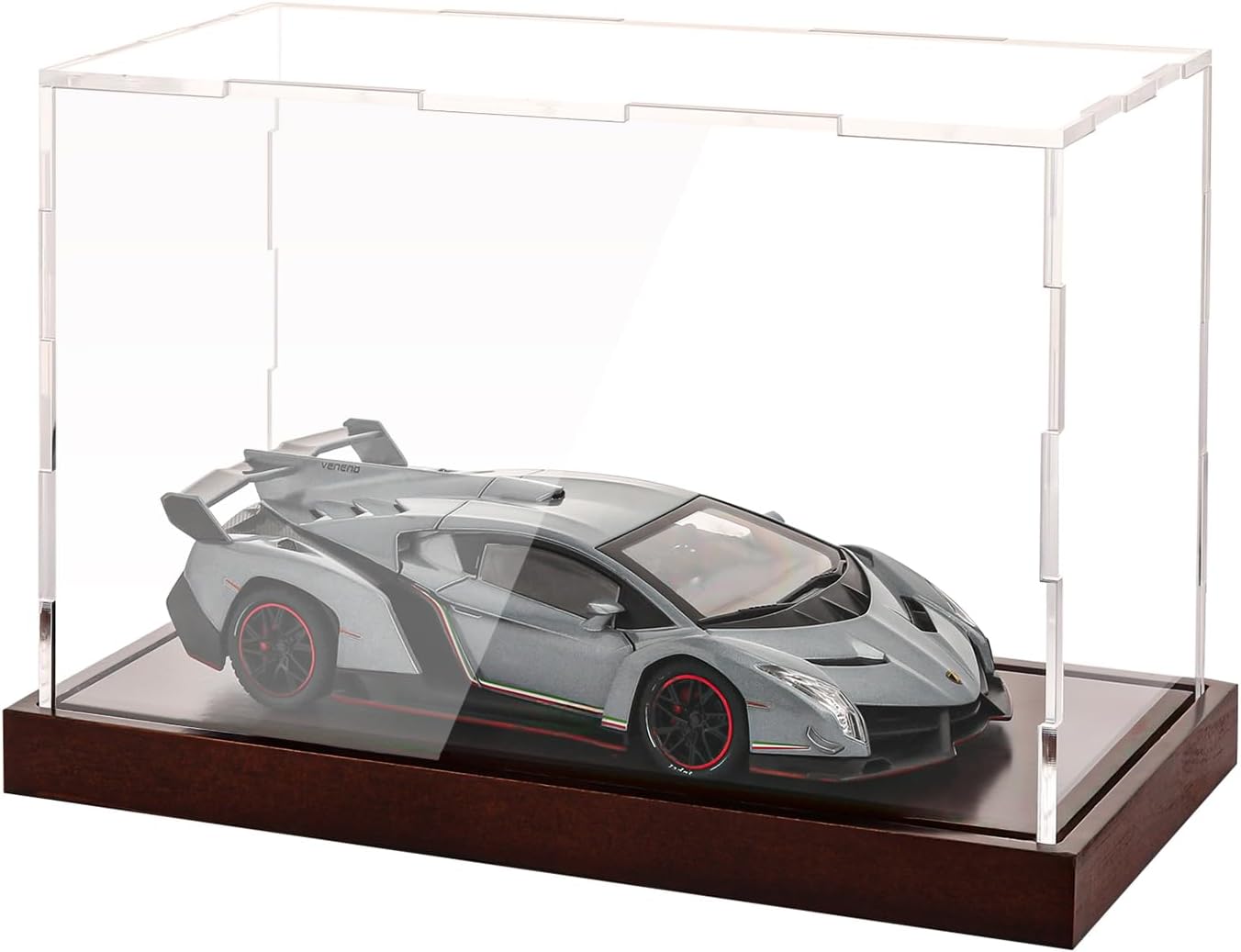 Clear Acrylic Display Box Collectibles Display Case Organizing Toys Case with Solid Built-in Wooden Base(9.8x4x6 inch; 25x10x15 cm) 9.8 x 4 x 6 inch