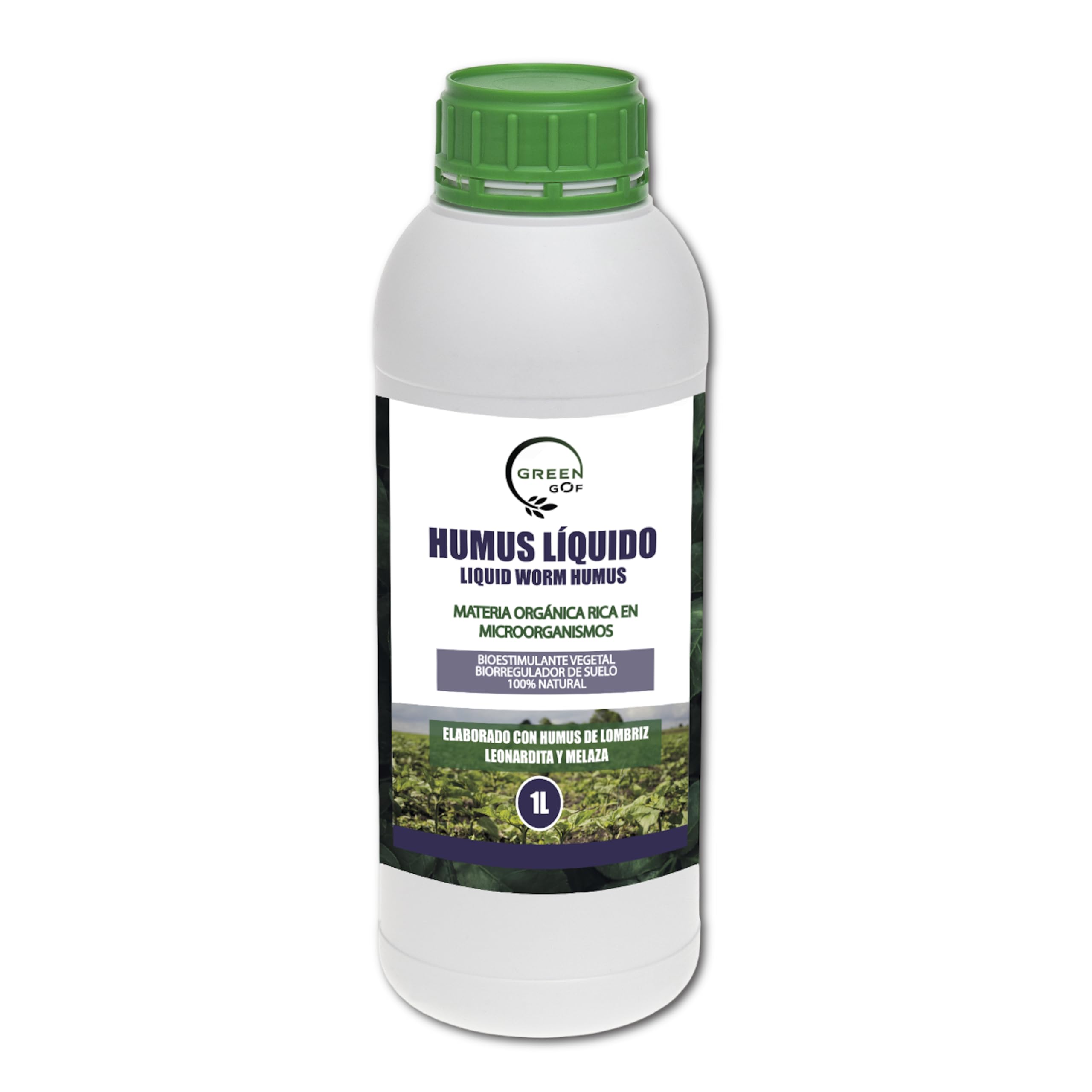 GREENGOF Humus Líquido de Lombriz Premium 1L. Enriquecido con Leonardita y Melaza. Fertilizante Rico en Microorganismos. Acelera el crecimiento de las Plantas. Aumenta el tamaño y cantidad de Frutos.