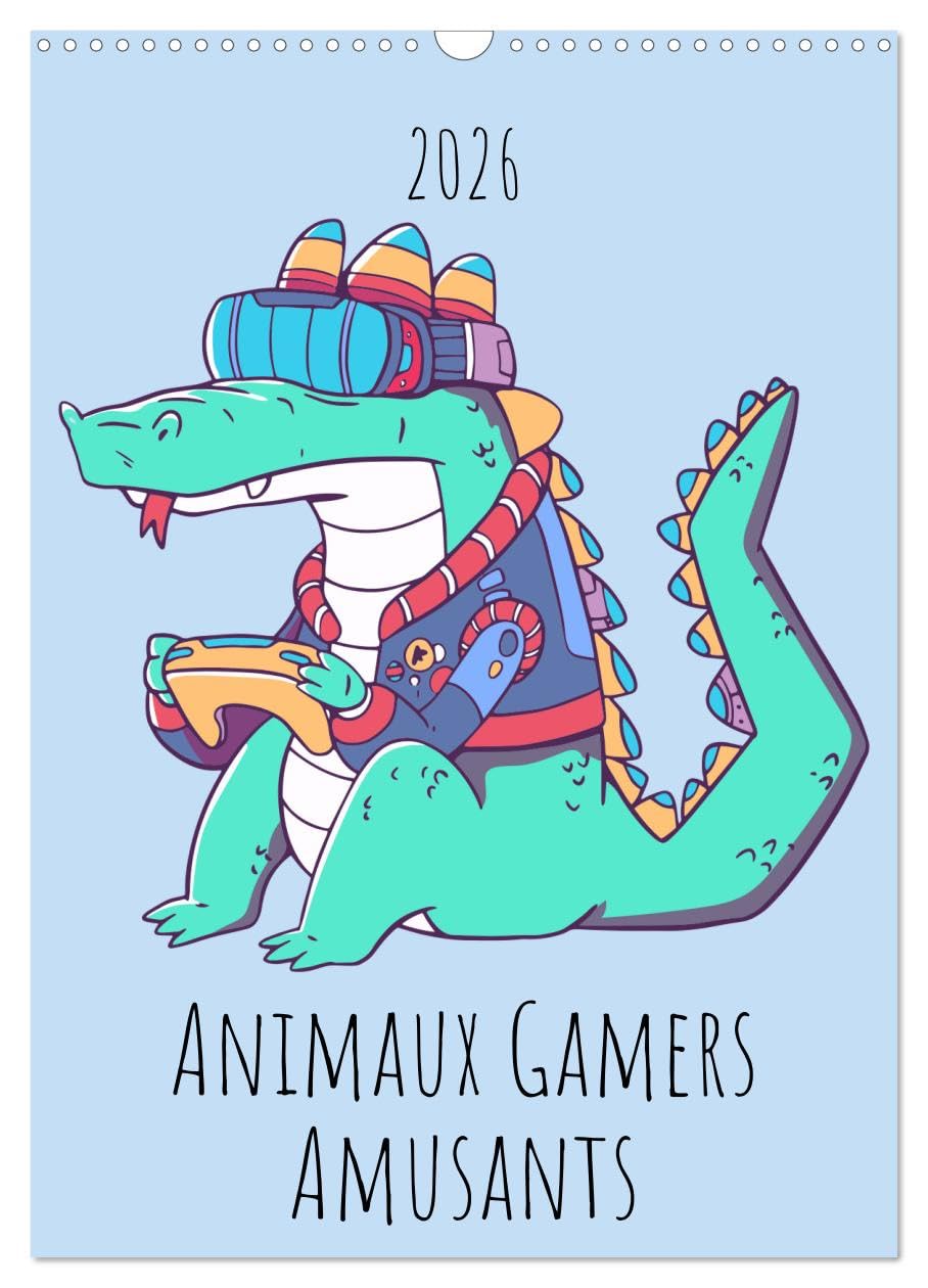 Calendrier 2026 · Animaux Gamers Amusants
