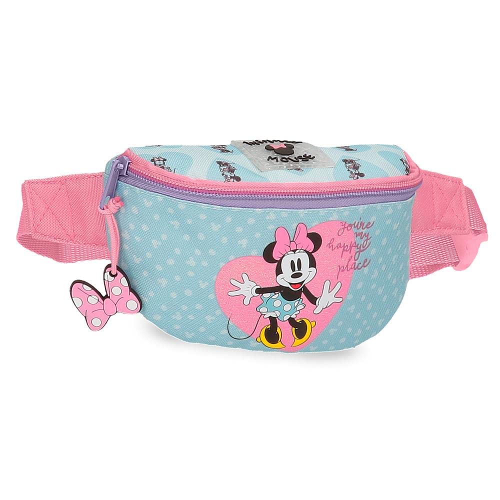 Disney Minnie My happy place Riñonera Pequeña Azul 27x11x6,5 cms Poliéster