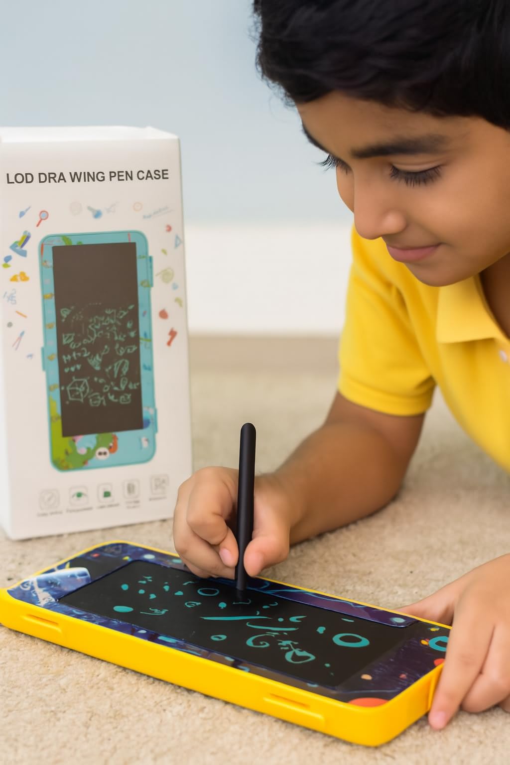 KRIREEN Writing Tablet 2 in 1- Pencil Case for Kids | LCD Digital Slate, E-Note Pad for Boys & Girls | LCD Drawing Pencil Box |Doodle Writing Board for School Going (Color May Vary) Pack of 1 3