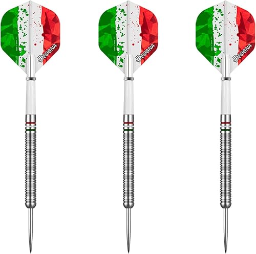 Miniatura 3 de Designa - Juego de dardos (0.78oz, 90% tungsteno, bandera italiana Patriot X, incluye 2 juegos cada uno, con estuche de viaje, 0.78oz)