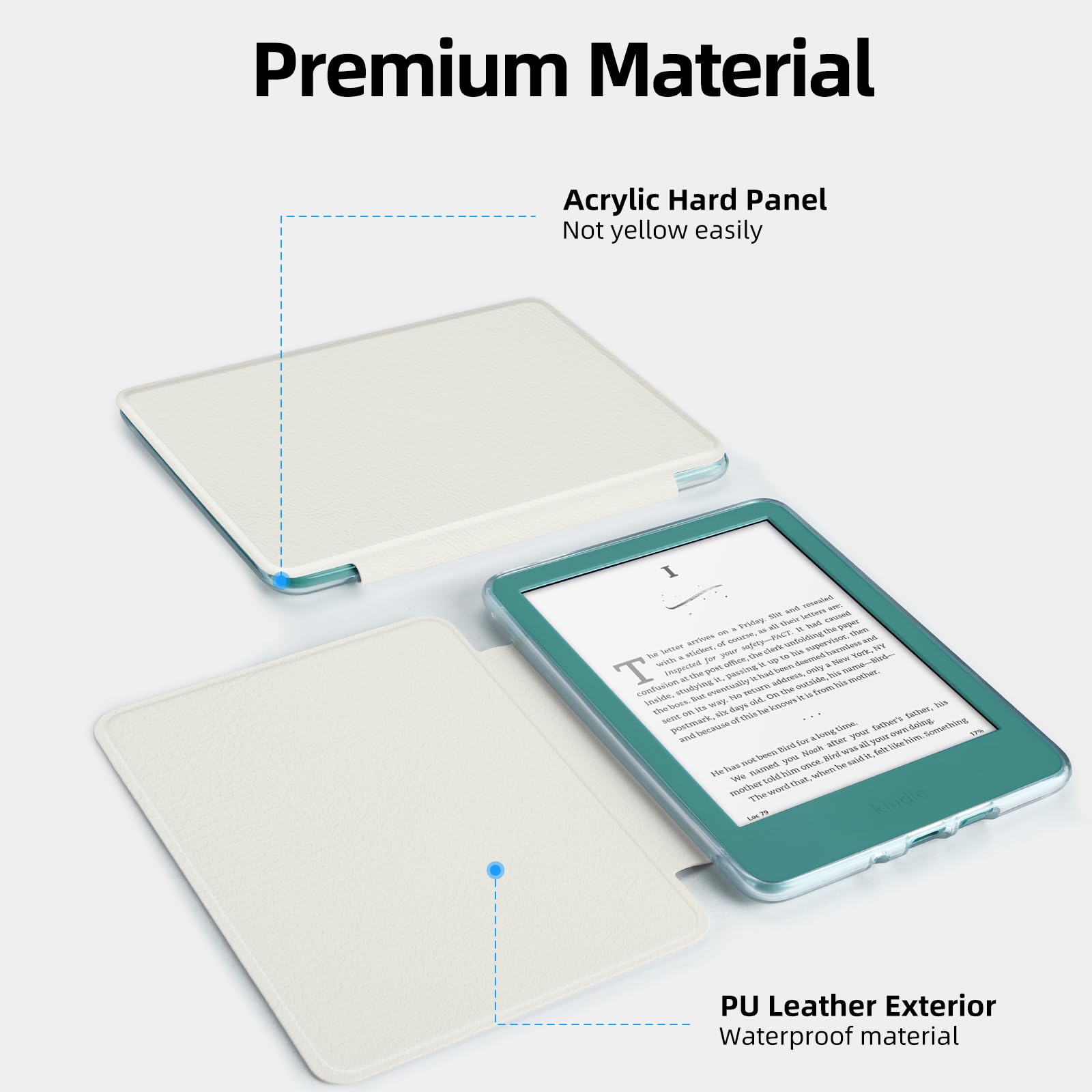 MOROCK Schutzhülle für Kindle Paperwhite mit 7 Zoll (12. Generation 2024), passend für Kindle Colorsoft Paperwhite Signature Edition, leichtes PU-Leder und PC-Rückseite aus transparentem Acryl
