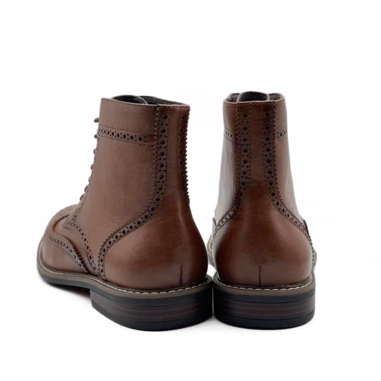 Finishing & Sewing Bottes à bout ailé pour homme, style brogue classique, chaussures habillées à lacets Oxford