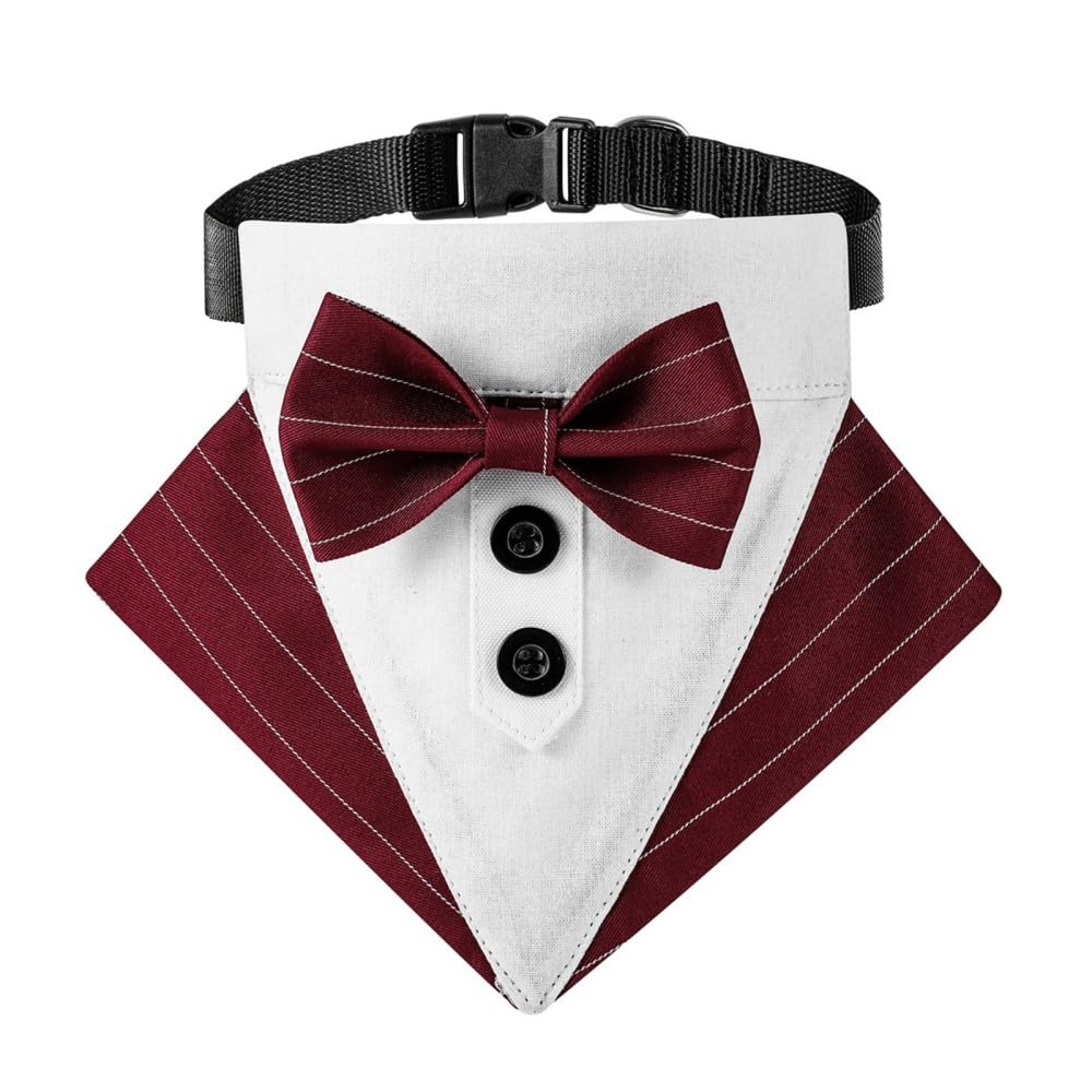 Hund Smoking Bandana Halsband, Verstellbar Haustier Fliege Bandana Haustier Hochzeitshalstuch mit Fliege für Hochzeit Geburtstag Weihnachten