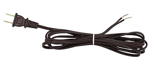 Miniatura 2 de Creative Hobbies Cable de lámpara marrón, 8 pies de largo, pieza de reparación de cable de lámpara de repuesto, cable 182 SPT-1, certificación UL (5)