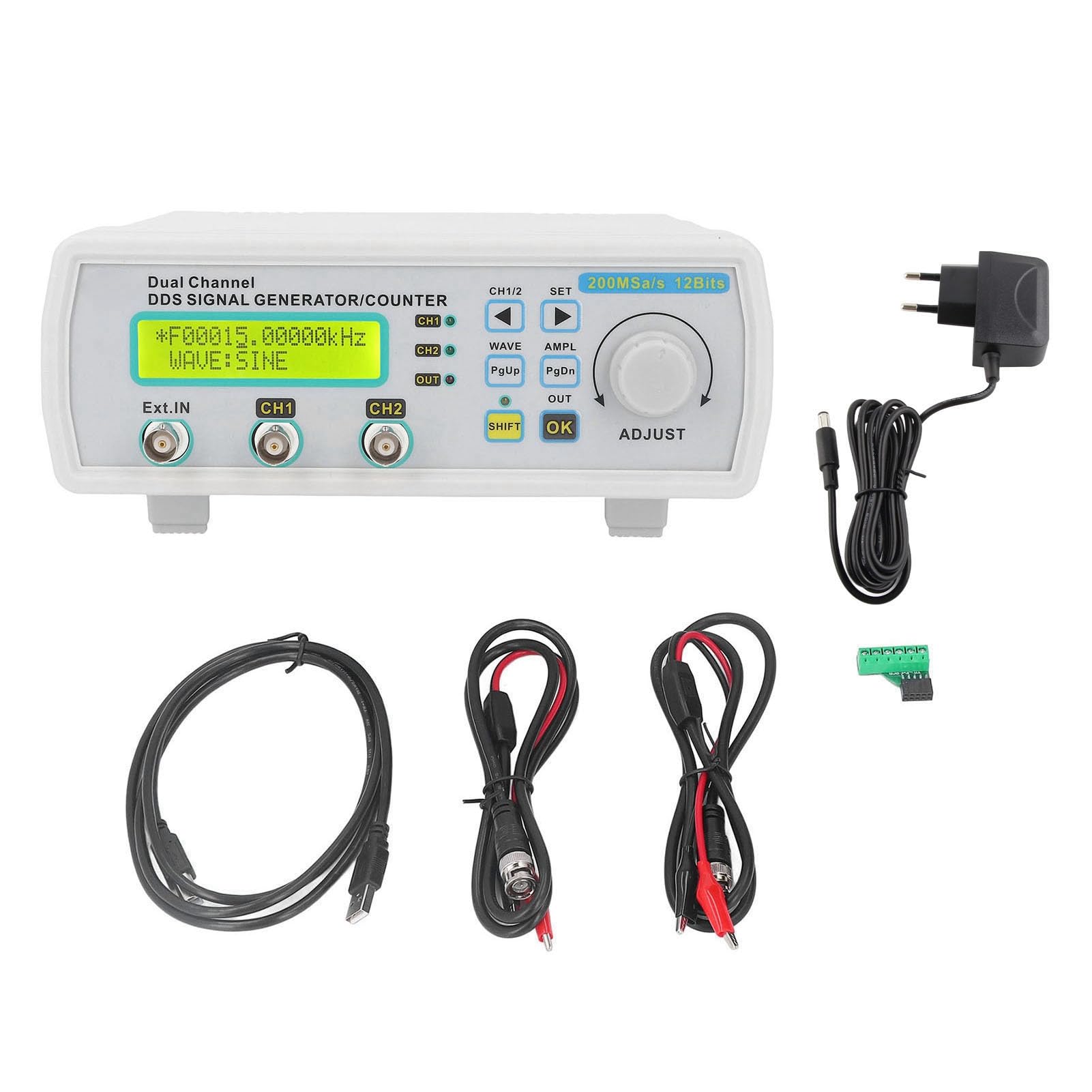 MHS5200A DC5V Zweikanal-DDS-Signalgenerator Zähler TTL Elektrischer Pegelausgang Arbiträrer Wellenformfunktionsgenerator 0-12 MHz Frequenzmesser LCD-Anzeige