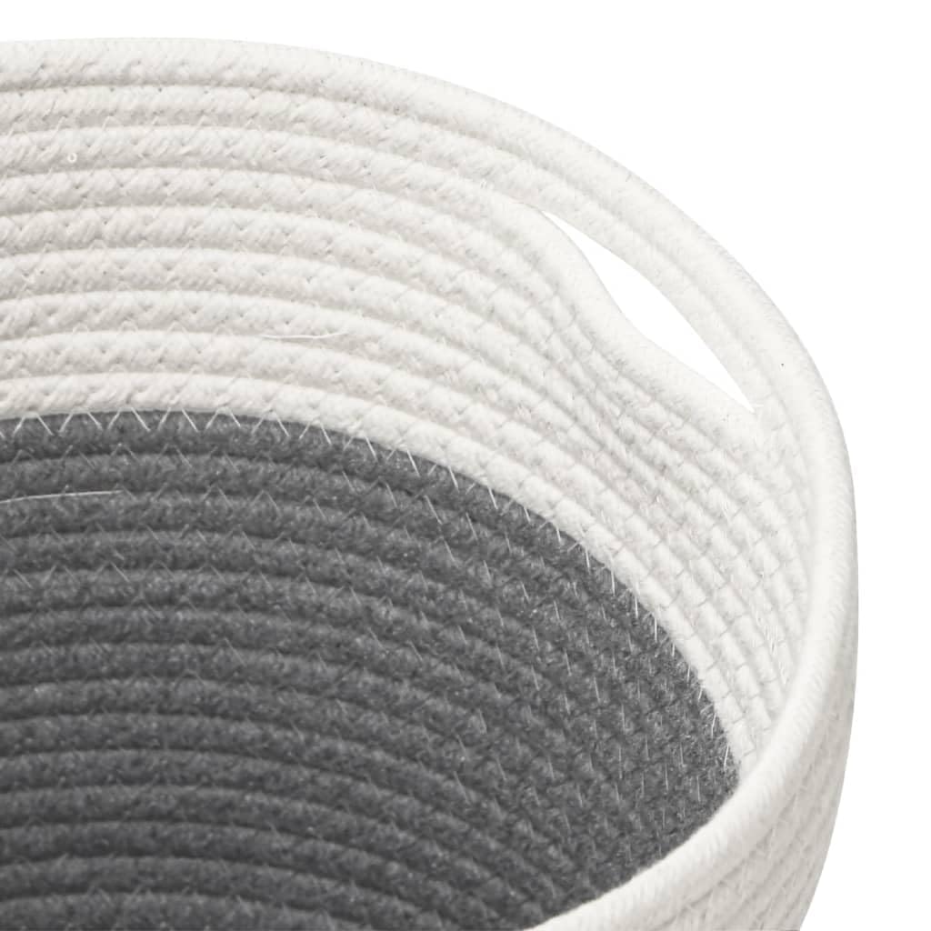 Aufbewahrungskörbe 2 Stk Grau Weiß Ø28x28 cm Baumwolle Polyester Flechtkorb für Wohnzimmer Kinderzimmer Badezimmer mit Griffen Boho Vintage Naturstil