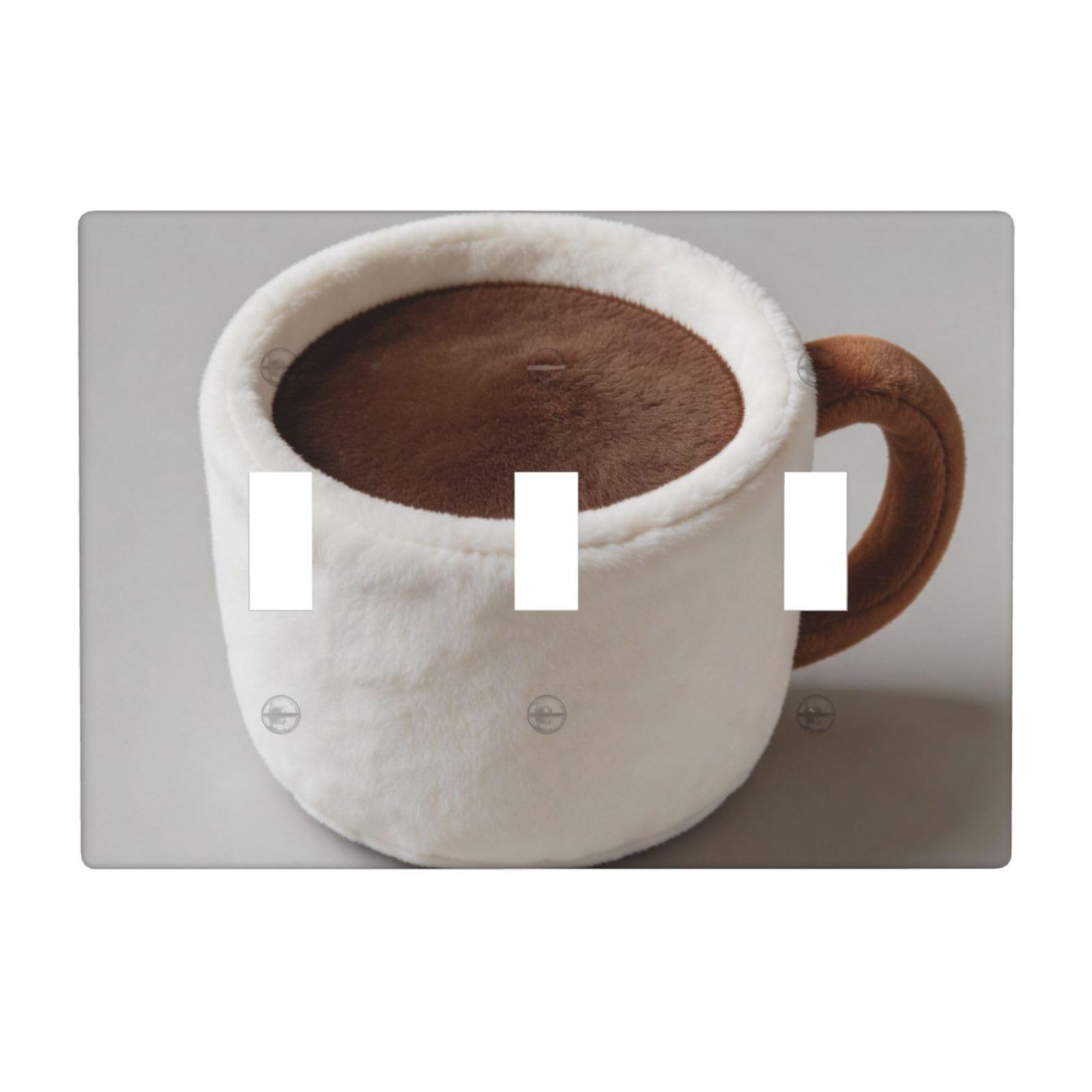 Coffee Cup Cushion 3 Gang Switch Plate Cover-Unbreakable Polycarbonate Wall Plate, Heat Resistant Toggle Switch Decor for Home
