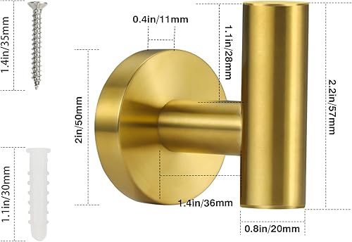 Miniatura 3 de Ganchos dorados para toallas de baño, ganchos de acero inoxidable resistentes para colgar en la puerta, toalla, ropa, armario, esponjas, ganchos de