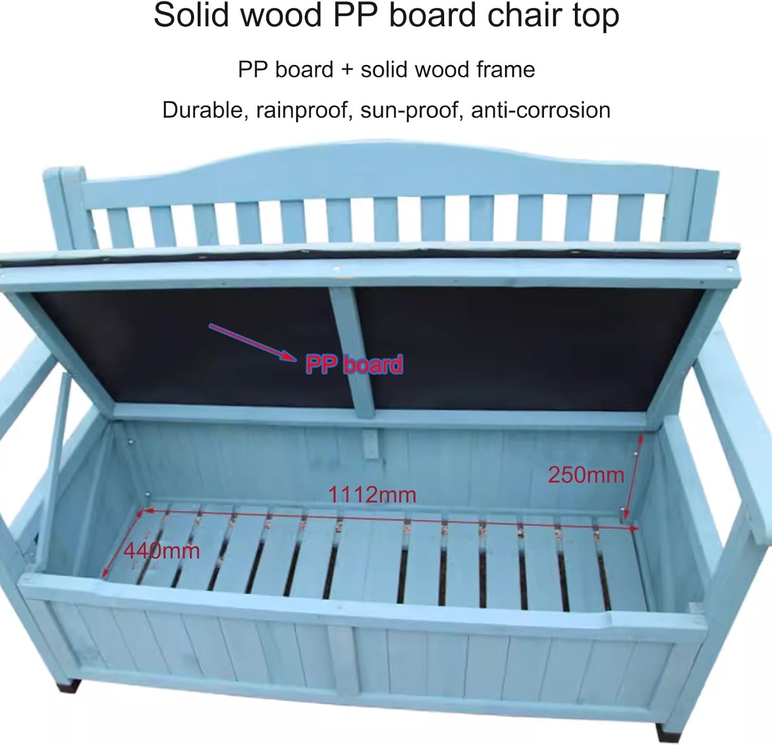Outdoor Park Garden Bench, Outdoor Storage Bench for Patio, Patio Bench, Garden Decor and Outdoor Seating for Cushions, Garden Tools and Pool Supplies(Green)