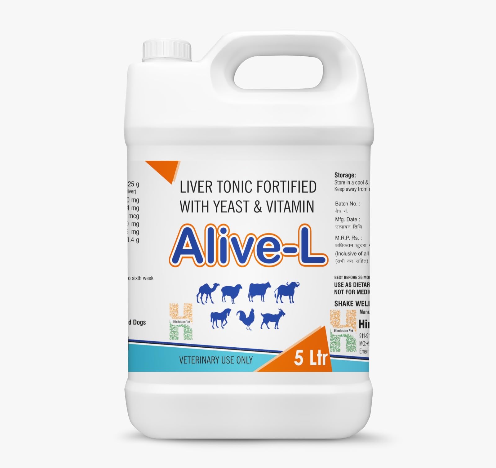 Alive-L Liver Tonic Fortified with Yeast & Vitamins for Livestock, Poultry, Horses, Camels, Calves, Pigs, Foals, Sheep & Goats | Premium Pet Health Supplements (5 Liter) (B0CHWH47JN) Amazon Price History, Amazon Price Tracker